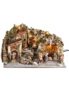 Presepe illuminato con cascata e statuine Landi cm 51x33x32 h