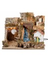 Illuminated nativity scene with cave and waterfall cm 51x33x32 h for