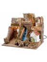 Illuminated nativity scene with cave and waterfall cm 51x33x32 h for