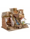 Belén iluminado con cueva y cascada de 51x33x32 cm de altura para