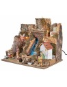 Presepe illuminato con cascata e statue Landi cm 45x30x37 h
