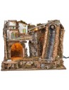 Illuminated nativity scene with waterfall cm 30x34x47 h for Mondo nativity scene