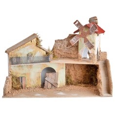 Pesebre iluminado con cascada de 33x18x23 cm h para pesebre Mundo