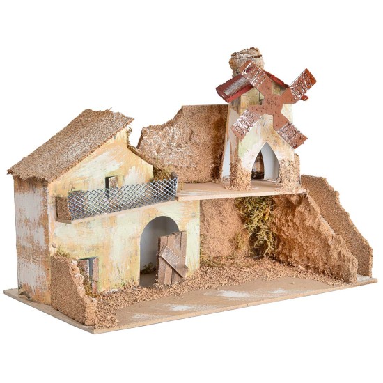 Presepe illuminato con cascata cm 33x18x23 h per presepe Mondo