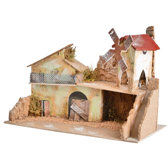 Illuminated nativity scene with waterfall cm 33x18x23 h for Mondo nativity scene