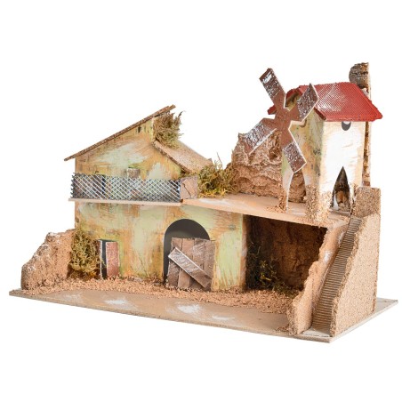 Pesebre iluminado con cascada de 33x18x23 cm h para pesebre Mundo