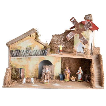 Pesebre iluminado con cascada de 33x18x23 cm h para pesebre Mundo