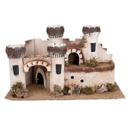 Castillo con cuatro torres almenadas cm 40,5x23x23,5 h