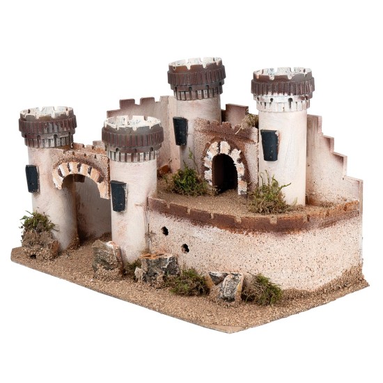 Castle with four crenellated towers cm 40.5x23x23.5 h
