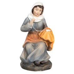 Donna che cuce in resina serie 15 cm per presepe Mondo Presepi