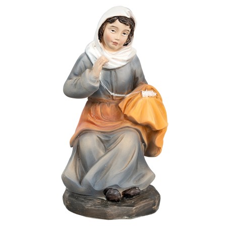 Woman sewing in resin series 15 cm for nativity scene Mondo Presepi