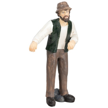 Campesino en posición de apoyo en resina 11 cm para belén