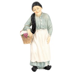 Peasant woman with basket in resin 12 cm for Mondo Presepi nativity scene