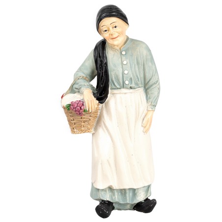 Contadina con cesto in resina 12 cm per presepe Mondo Presepi