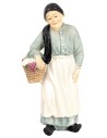 Peasant woman with basket in resin 12 cm for Mondo Presepi nativity scene