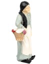 Peasant woman with basket in resin 12 cm for Mondo Presepi nativity scene