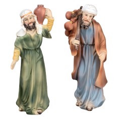 Set due uomini arabi in resina 10 cm per presepe Mondo Presepi