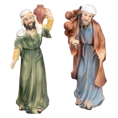 Set of two Arab men in resin 10 cm for nativity scene Mondo Presepi