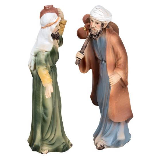 Set due uomini arabi in resina 10 cm per presepe Mondo Presepi