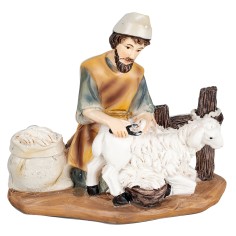 Shepherd with sheep in resin series 11cm for Mondo nativity scene