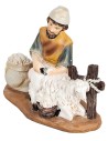 Shepherd with sheep in resin series 11cm for Mondo nativity scene