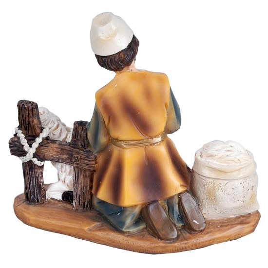 Pastore con pecora in resina serie 11cm per presepe Mondo