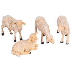 Set 4 pecore in resina per presepe serie 21-25cm