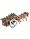 Cart with donkey loaded with wood for nativity scene