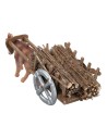 Cart with donkey loaded with wood for nativity scene