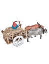 Carretto con buoi e contadino con paglia 4,7x6,7x4,5 h