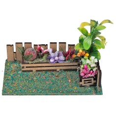 Garden with wooden fence and vegetables cm 7x12x6.5 h for