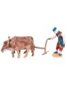 Farmer with plow and oxen in PVC for nativity scene Mondo Presepi