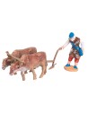 Contadino con aratro e buoi in PVC per presepe Mondo Presepi
