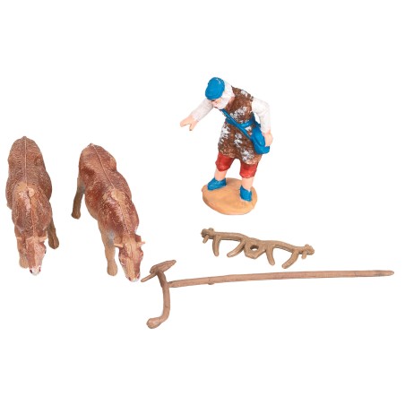Farmer with plow and oxen in PVC for nativity scene Mondo Presepi