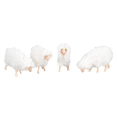 Set of four resin sheep with wool for nativity scene Mondo Presepi