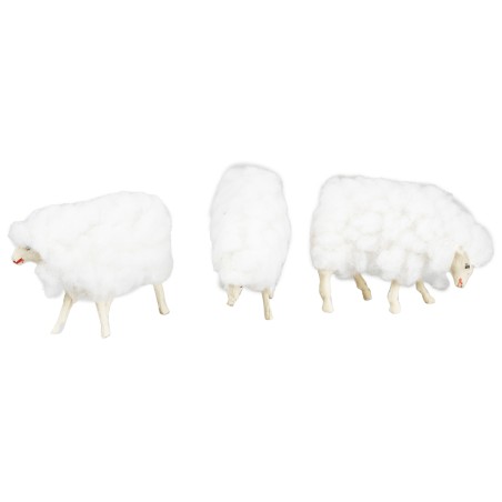 Conjunto de tres ovejas con lana para figuras de 8-10 para el pesebre Mondo