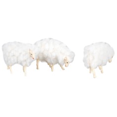 Set of three sheep with wool for 8-10 cm nativity scene statues World