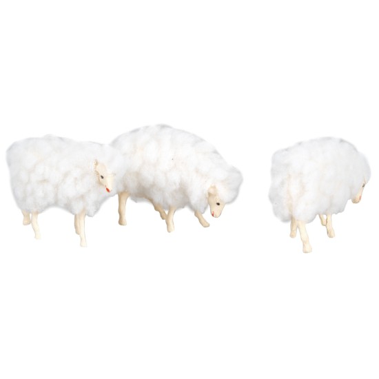 Set of three sheep with wool for 8-10 cm nativity scene statues World