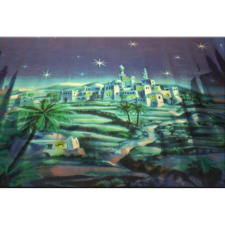 Fondo árabe con palmeras metalizadas cm 100x70 Mundo Belenes