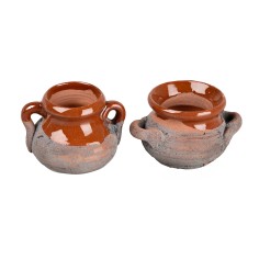 Conjunto de 2 ollas de barro esmaltado 2,2 cm para belén Mundo