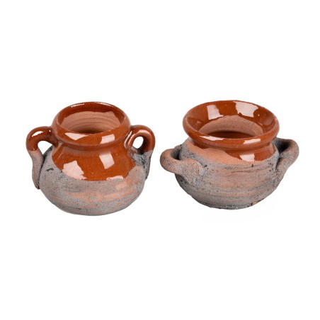 Conjunto de 2 ollas de barro esmaltado 2,2 cm para belén Mundo