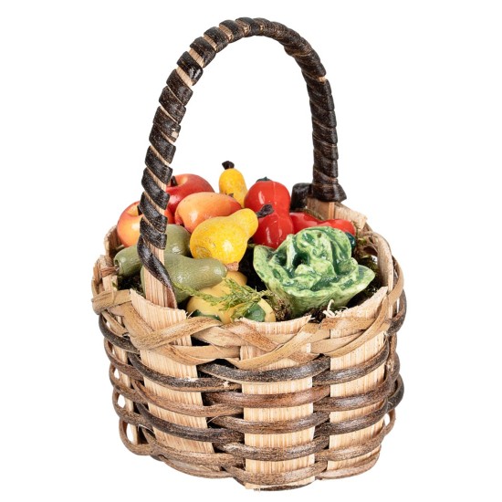 Wicker basket with fruit and vegetables h 4.2x4x6.2 cm