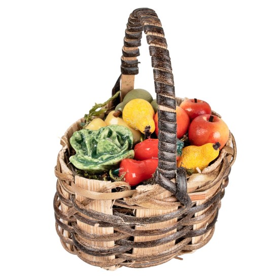 Wicker basket with fruit and vegetables h 4.2x4x6.2 cm for nativity scene