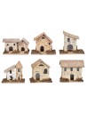Conjunto de seis casetas para belén 7,8x5,5x7,5 cm para belén Mondo Presepi