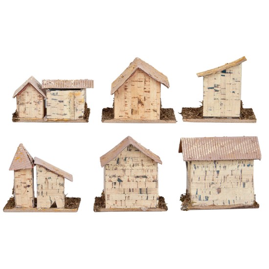 Set sei casette presepe 7,8x5,5x7,5 cm per presepe Mondo Presepi