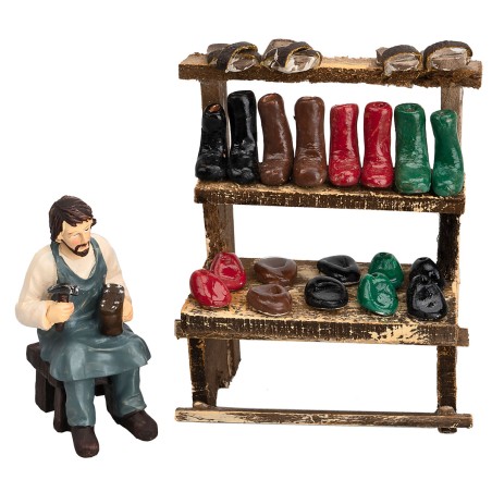 Banco del zapatero h 7,5x5x10 cm para pesebre Mundo Pesebres