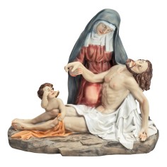 Piedad con María, Jesús y angelito serie 19 cm en resina para