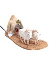 Farmer with oxen and plow in motion 10 cm for nativity scene