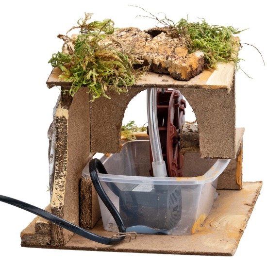 Working water mill 19.5x15.5x14 cm h for Mondo nativity scene