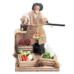 Frutero con balanza en movimiento 12 cm para belén Mundo